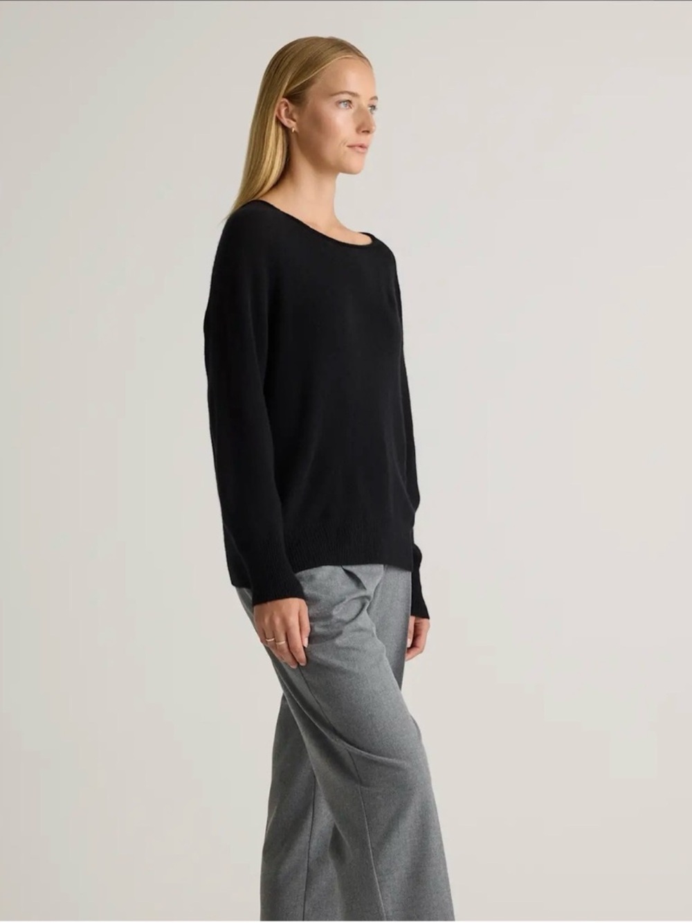 Quince Black Boatneck Sweater - Picture 2 of 8